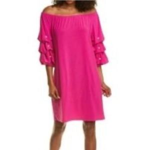 IVY ROAD Pink Fuschia Puffy Pearl Sleeve Dress M NWOT